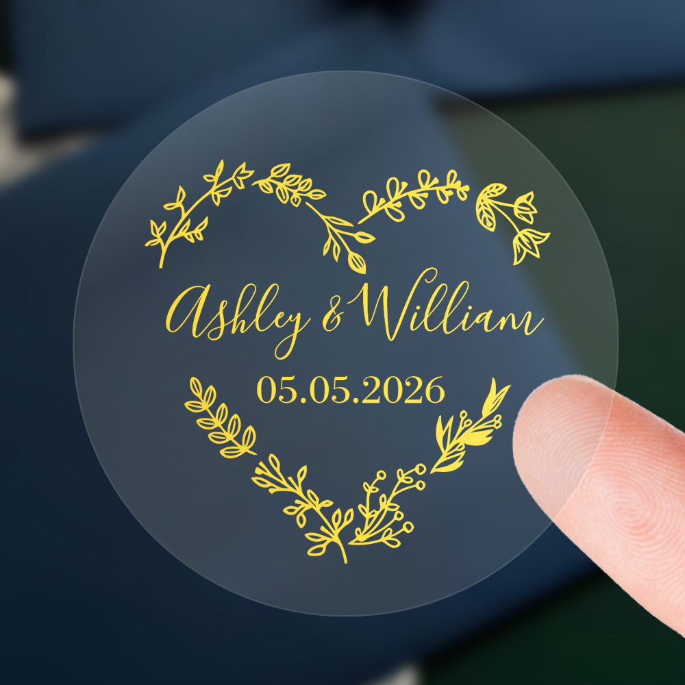 Personalised Candle Label - 50 szt. Personalizowanych naklejek ślubnych, przezroczyste