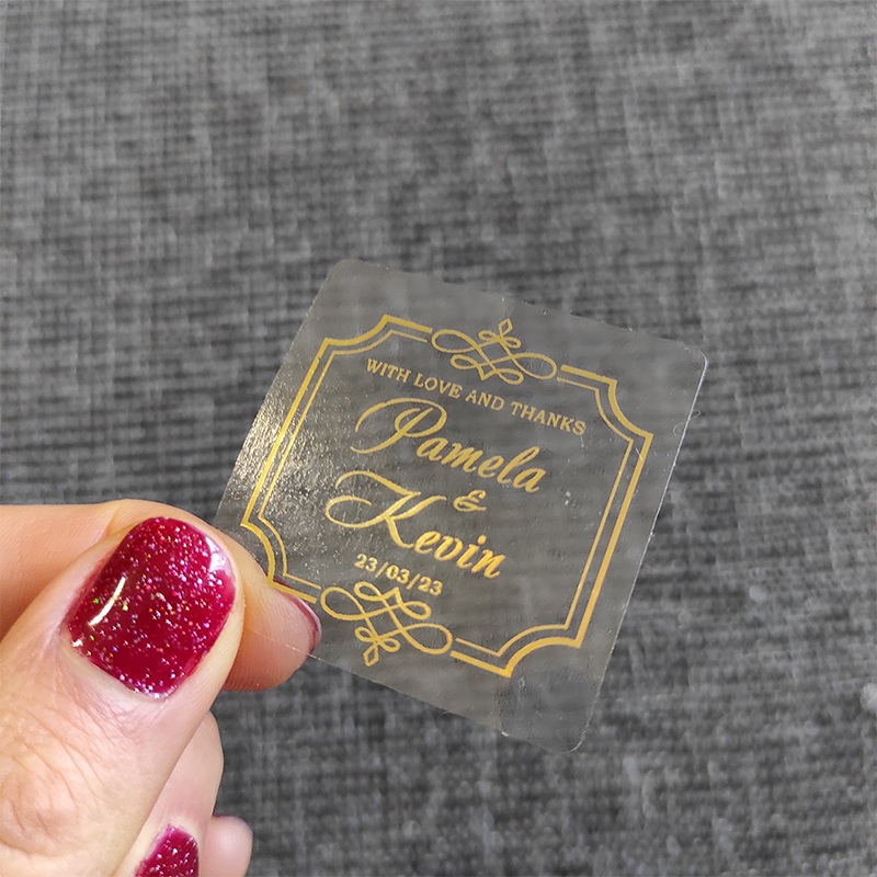 Personalised Candle Label - Niestandardowe złote foliowe upominki ślubne Przezroczyste