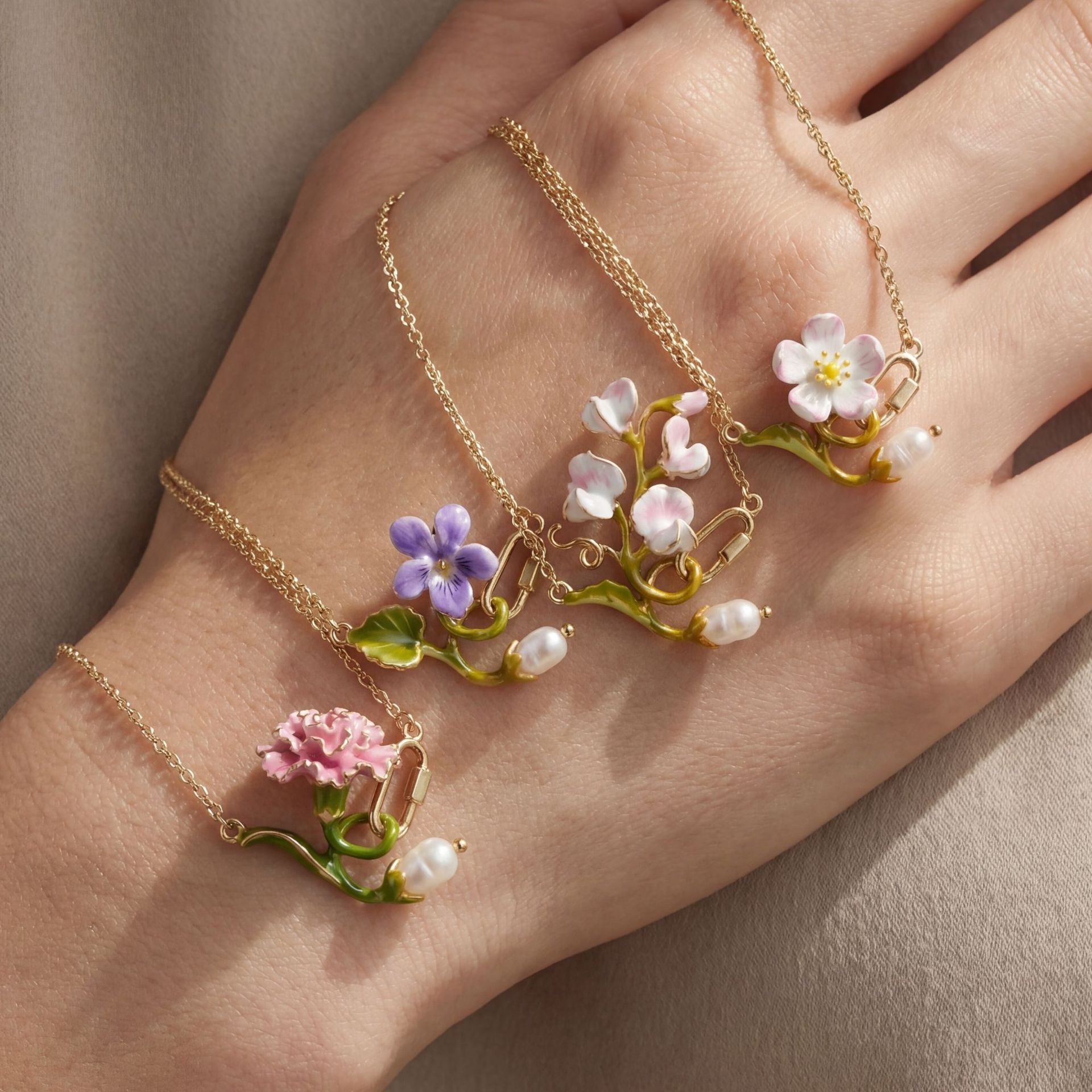 Birth Flower Necklace - Naszyjnik z kwiatem miesiąca urodzenia dla