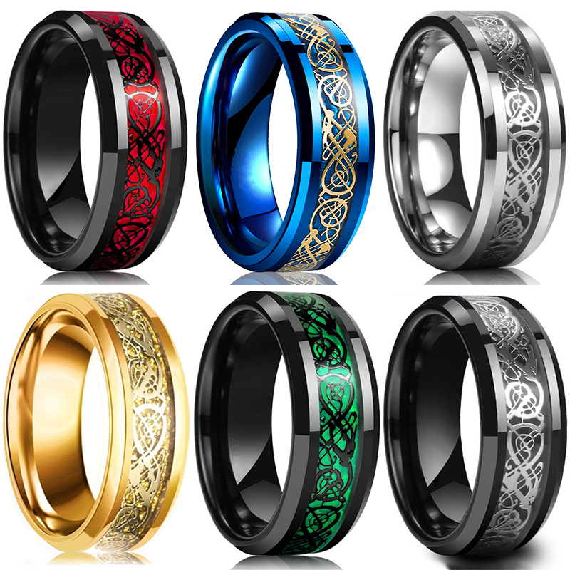 Initial Ring Custom - Moda 8mm Męski pierścionek ze stali