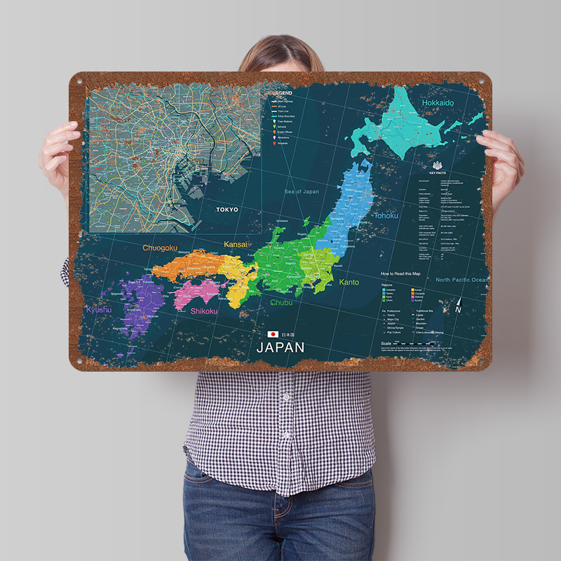 Custom Map Poster - Mapa Japonii i Tokio Plakat Personalizowany