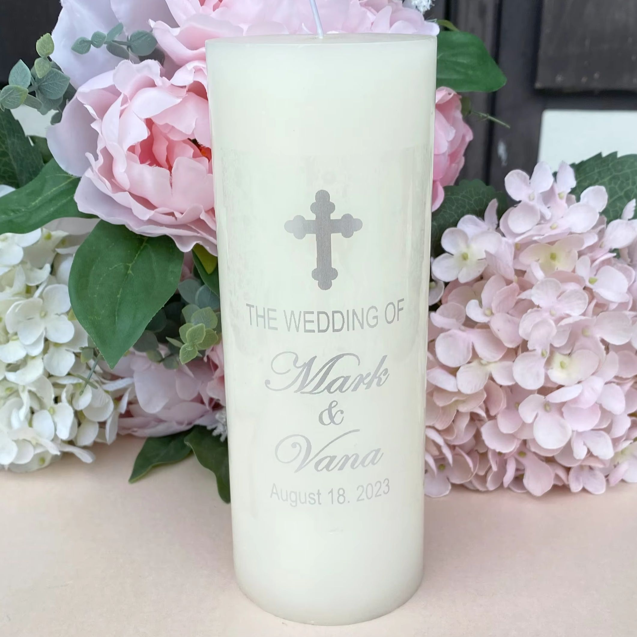 Personalised Candle Label - Srebrne spersonalizowane dekoracje świec Naklejki Chrześcijańskie