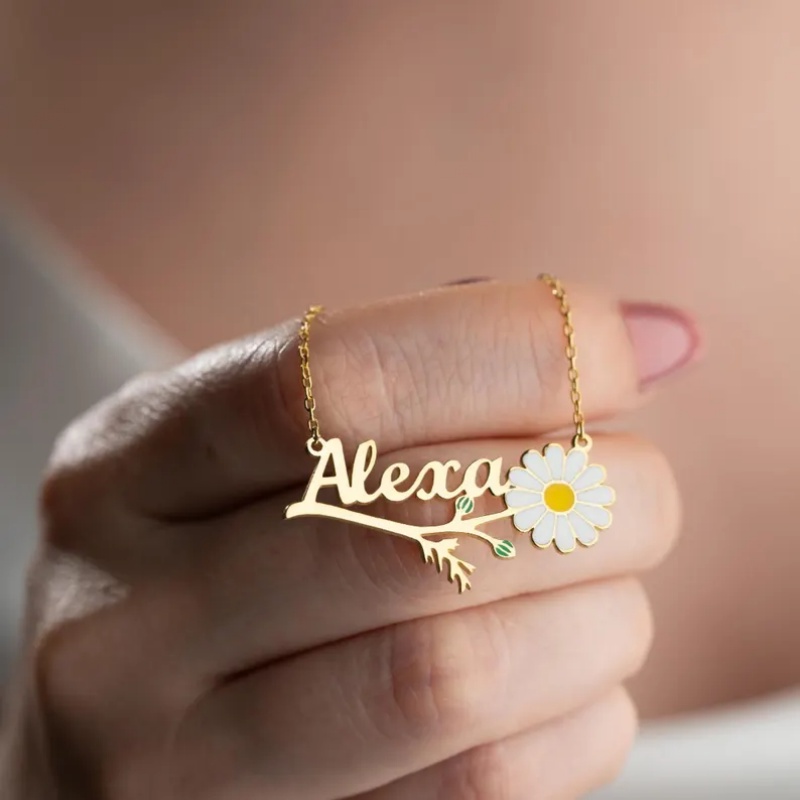 Personalizowany kolorowy emali – Birth Flower Necklace recenzja i cena