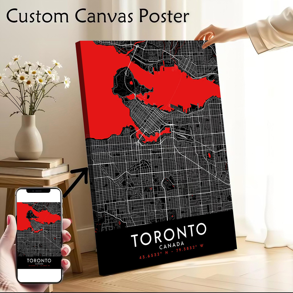 Toronto Dark Map Canvas Wall A – Custom Map Poster recenzja i cena