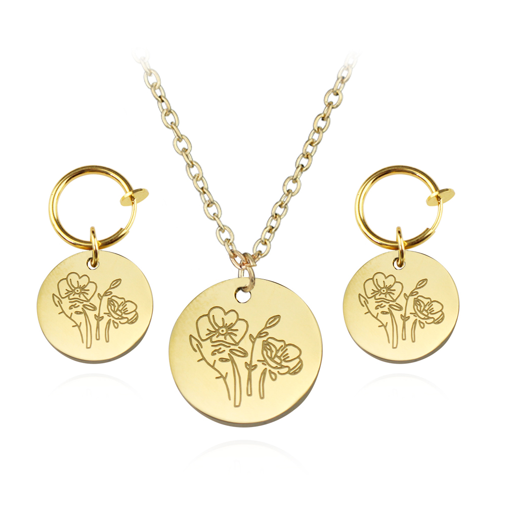 Naszyjnik i kolczyki ze stali  – Birth Flower Necklace recenzja i cena